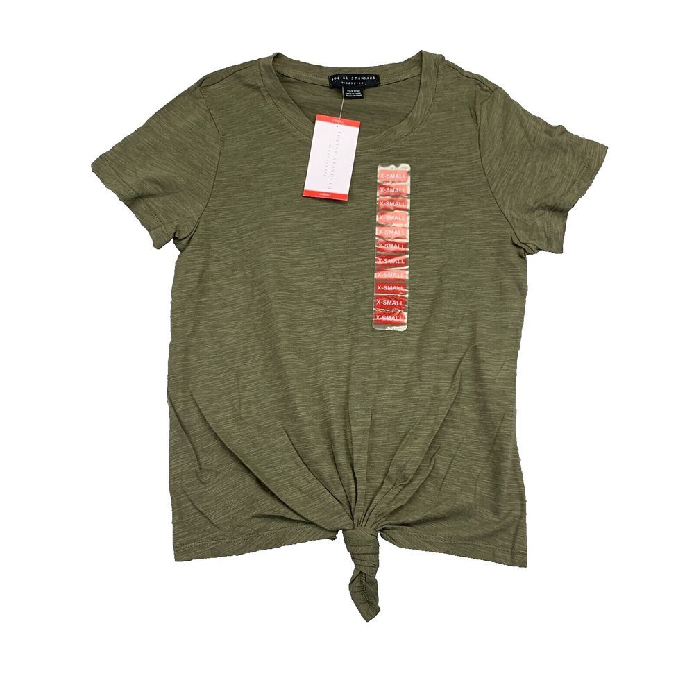 Social Standard By Sanctuary Shirt Womens XS Heather‎ Green Short Sleeve New
